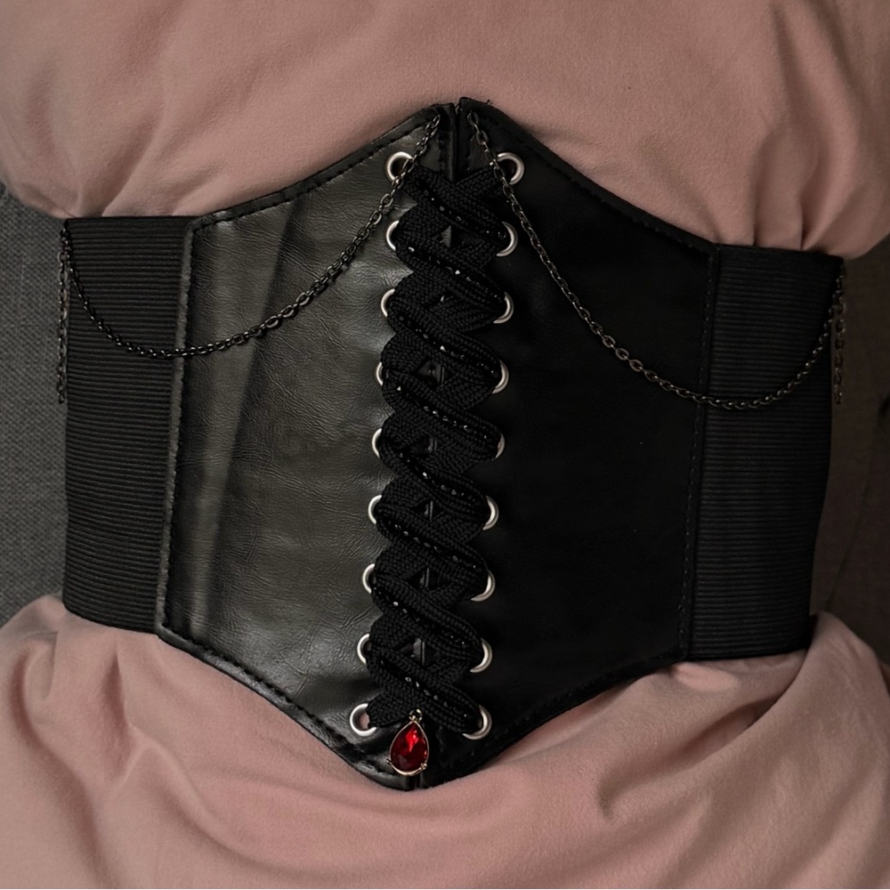 Gothic costume vegan leather corset